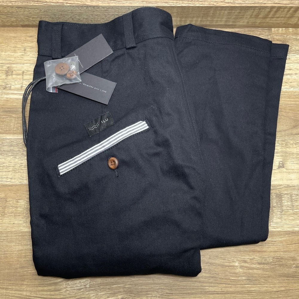 I Love Ugly Men's Ralph Pants Black Tapered Chino Trousers New Medium 26" Inseam